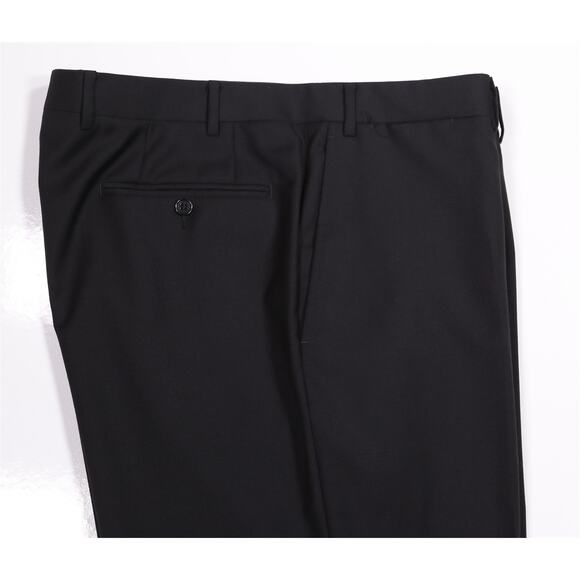 Canali 1934 Black Twill Wool Flat Front Dress Trousers Pants 36x26 - Picture 2 of 7